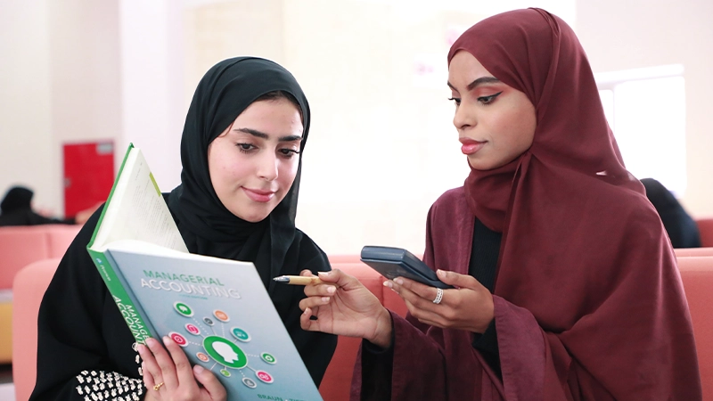 Happy student studying